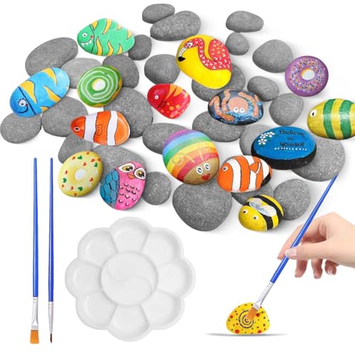 Theiuaoqwe Steine zum Bemalen 30 Pcs 1-6cm Steine Bemalen,Flache Kieselsteine Steines für Die Malerei für Kunsthandwerk, Geeignet für DIY Malerei Projekte, Home Decorations und Vase Fillers von Theiuaoqwe