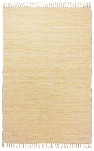 Theko | Dhurry Teppich aus 100% Baumwolle Flachgewebe Teppich Happy Cotton | handgewebt | Farbe: Natur | 120x180 cm von Theko