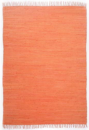 Theko | Dhurry Teppich aus 100% Baumwolle Flachgewebe Teppich Happy Cotton | handgewebt | Farbe: Terrakotta | 120x180 cm von Theko
