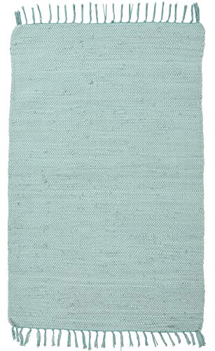 THEKO | Dhurry Teppich aus 100% Baumwolle Flachgewebe Teppich Happy Cotton | handgewebt | Farbe: Mint | 160x230 cm von Theko