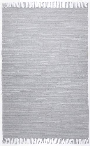 Theko | Dhurry Teppich aus 100% Baumwolle Flachgewebe Teppich Happy Cotton | handgewebt | Farbe: Grau | 40x60 cm von Theko