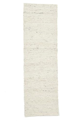 Handwebteppich Alm Glück | beidseitig verwendbar | nachhaltige, ungefärbte Schurwolle | 70 x 240 cm | beige/natur | THEKO die markenteppiche von Theko