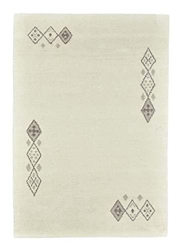Theko | Berber Teppich aus 100% Schurwolle aus Marokko | nachhaltig & robust | handgeknüpft | Farbe: Weiß | 70x140 cm von Theko