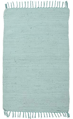 THEKO | Dhurry Teppich aus 100% Baumwolle Flachgewebe Teppich Happy Cotton | handgewebt | Farbe: Mint | 60x120 cm von Theko