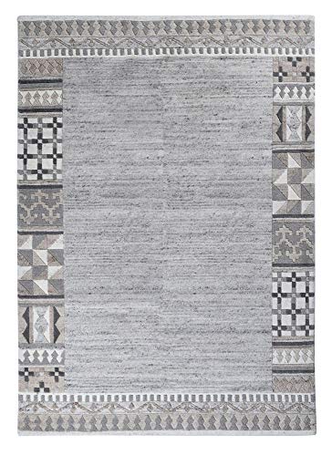 Theko | Moderner Teppich aus 100% Schurwolle mit Muster | aufwändig handgetuftet | Natur Grau | 250x350 cm | Royal Natur von Theko