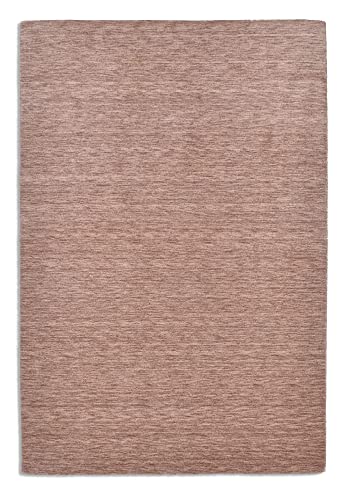 THEKO | Teppich Holi aus 100% Schurwolle | schlicht, zeitlos + modern | handgewebt | Farbe: Beige | 40x60 cm von Theko