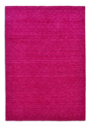 THEKO | Teppich Holi aus 100% Schurwolle | schlicht, zeitlos + modern | handgewebt | Farbe: Pink | 190x290 cm von Theko