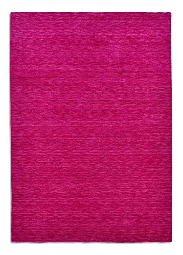 Theko | Teppich Holi aus 100% Schurwolle | schlicht, zeitlos + modern | handgewebt | Farbe: Pink | 60x90 cm von Theko