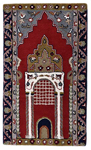 Theko | Teppich Royal Persian aus 100% Schurwolle | Gebetsteppich | handgetuftet | Farbe: Rot | Größe: 80 x 130 cm von Theko
