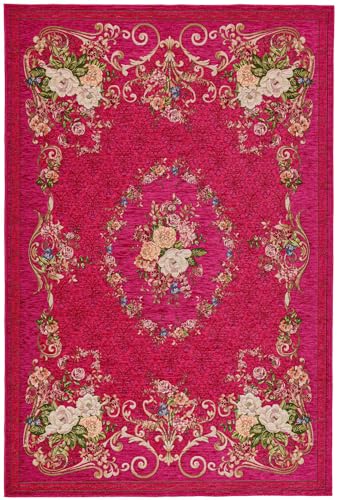 THEKO | Teppich im Landausstil - FLOMI | Barock Muster Floral | maschinell gewebt | Farbe: Pink von Theko