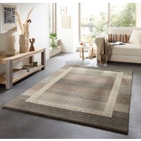 THEKO Wollteppich "Memu ZO-7406-24" rechteckig 12 mm Höhe Gabeh Design, reine Wolle, besonders flach, handgewebt, warme Farben von Theko