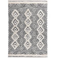 THEKO Wollteppich "Mora - 14019", rechteckig, Handweb Teppich, reine Wolle, handgewebt, Rauten Design, mit Fransen von Theko