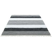 THEKO Teppich "Stripe Cotton", rechteckig, 5 mm Höhe, Flachgewebe, gestreift, reine Baumwolle, handgewebt, mit Fransen von Theko