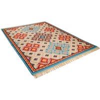 THEKO Wollteppich "Kelim Royal 2", rechteckig, 5 mm Höhe, Flachgewebe, reine Wolle, handgewebt, mit Fransen THEKO Wollteppich "Kelim Royal 2", rechteckig, 5 mm Höhe, Flachgewebe, reine Wolle, handgewebt, mit Fransen von Theko