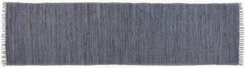 Theko | Dhurry Teppich aus 100% Baumwolle Flachgewebe Teppich Happy Cotton | handgewebt | Farbe: Anthrazit | 70x250 cm von Theko
