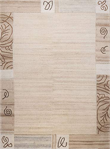 Theko | Teppich Nakarta aus 100% ungefärbter Schurwolle | mit Muster | handgeknüpft | Farbe: Natur Grau | 120 x 180 cm von Theko