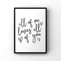 Poster Für Das Schlafzimmer, Mit Dem Spruch All Me, Loves Of You, Schlafzimmer Wanddeko, Wanddeko von Thelittleprintshopx