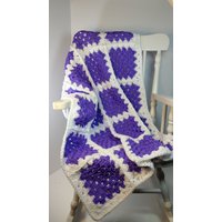 Gehäkelte Babydecke Helle Pflaume Weiß Oma Quadrat Kinderwagen Größe Autositzbezug von ThelmasGifts