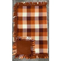 Herbst Buffalo Plaid Kupfer Und Elfenbein Keine Nähen Fleece-Decke, Karierte Decke, Herbstdecke, Herbstbettwäsche von Theloveofthree