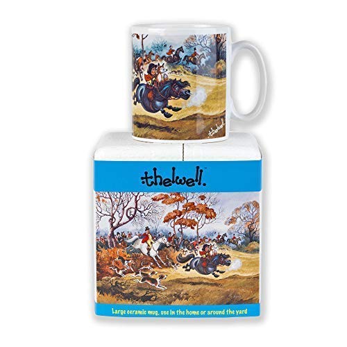 In Full Cry pony und pferd hunting mug von Thelwell Robust tonwaren Cambridge stil mug, ausgestattet mit an kult pony cartoons von the great Norman Thelwell Pferde gifts von thelwell