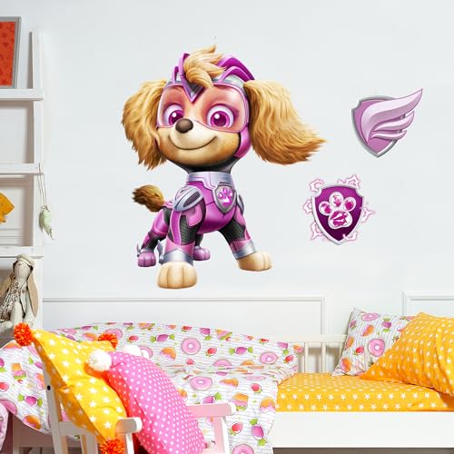 Paw Patrol Wandaufkleber, Motiv: Paw Patrol Skye, 90 cm Breite x 60 cm Höhe von Themed