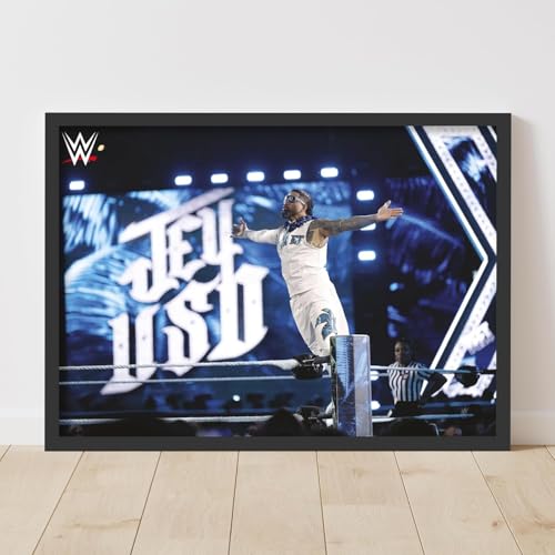 Themed WWE Print – Jey Uso on Ring Ropes WrestleMania Poster Wrestling Wandkunst (29,7 cm x 42 cm – A3) von Themed