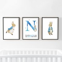 Offizielle Peter Rabbit Prints - Selbst Das Kleinste Blaue Personalisierte Brief-Set Von 3 Drucken von ThemedUK