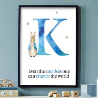 Offizieller Peter Rabbit Print - Selbst Der Kleinste Blaue Personalisierte Briefdruck von ThemedUK