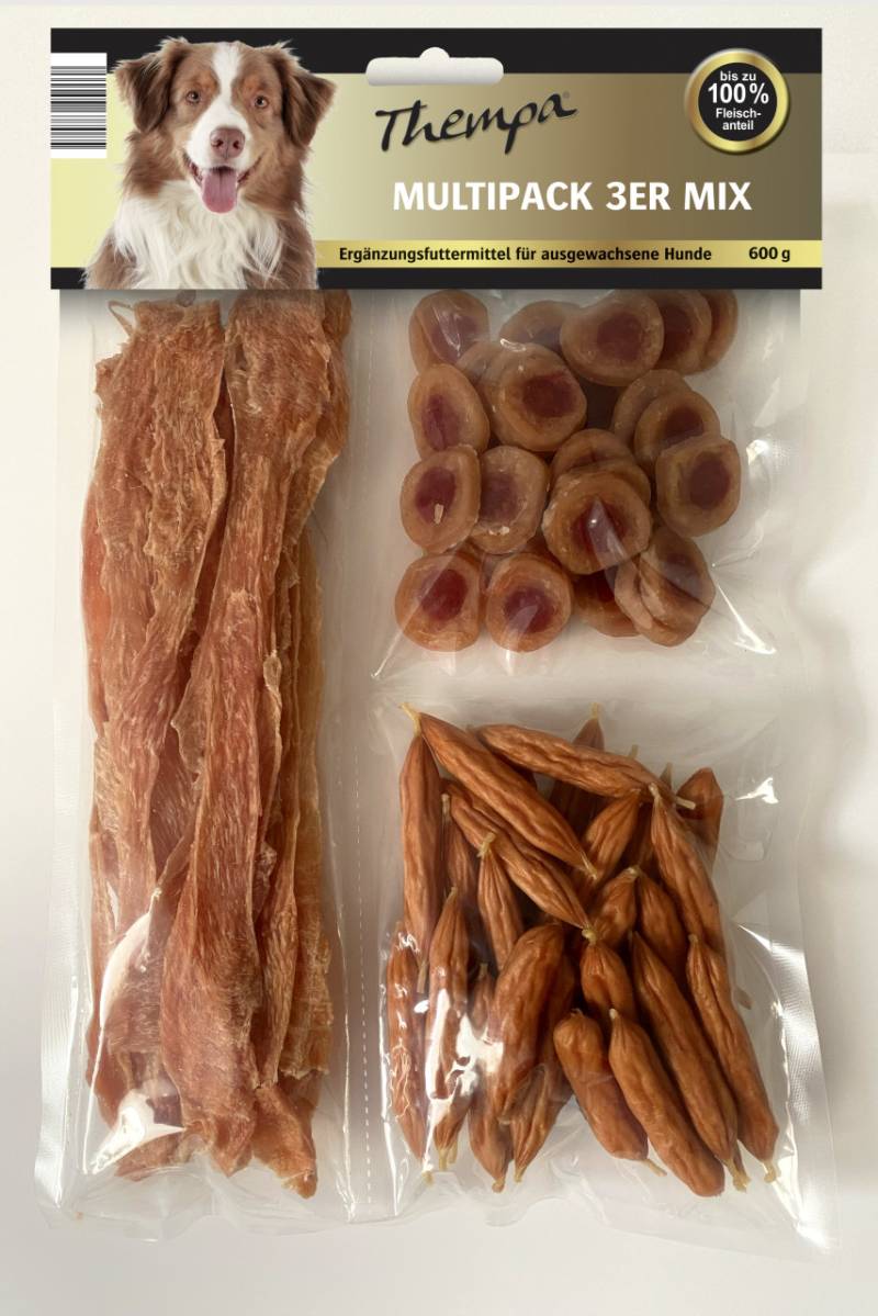 Thempa Hundesnack Multipack 3er Mix aus Kaustagen und Streifen 600 g von Thempa