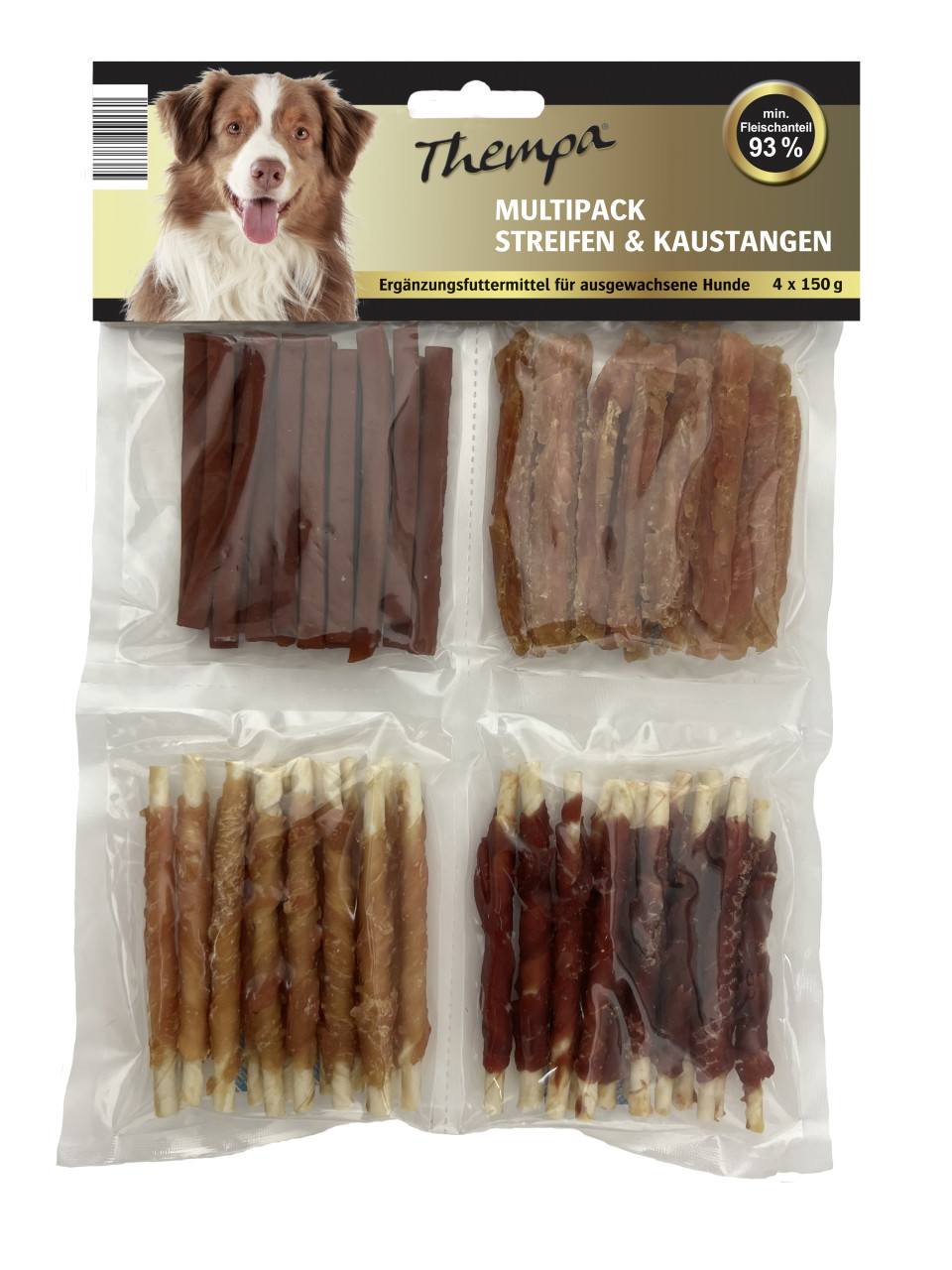 Thempa Hundesnacks Multipack Streifen & Kaustangen 4 x 150 g Thempa Hundesnacks Multipack Streifen & Kaustangen 4 x 150 g von Thempa