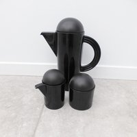 Vintage Schwarze Keramik Kaffee Set | Mario Bellini Kaffe Designer Kaffee-Set Porzellan Kaffeekanne Rar von ThenAndNowByVerity