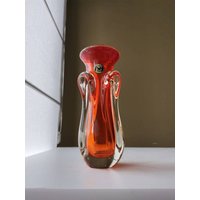 Vintage Glas Orange Vase Aus Jugoslawien "' Prokuplje" 1970Er Jahre/Mid Century Retro Home Dekor Decor von ThenandnowByJovana