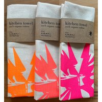 3Er Set Bio-Baumwoll-Geschirrtücher Mit Neon Weihnachtsstern 3Er Set Bio-Baumwoll-Geschirrtücher Mit Neon Weihnachtsstern von Theneonworkshop