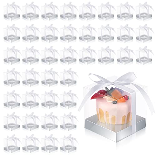 Cupcake-Boxen aus Kunststoff, transparent, 8.9 cm, einzelne Cupcake-Behälter mit Einsätzen und Band, einzelne Cupcake-Halter, Cupcake-Träger für Kuchen, Dessert, Aufbewahrung, Party, 50 Stück von Thenshop
