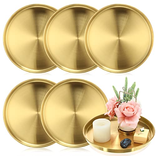 Thenshop Rundes Serviertablett aus Edelstahl, 30,5 cm, goldfarben, 6 Stück von Thenshop