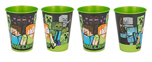 4 x Kinder Trinkbecher 260 ml/wählbar: Incredibles Spiderman - Batman - Thomas - Mickey/Becher Glas aus Kunststoff BPA frei/Geschenk für Jungen (Gamer Grün) von Theonoi