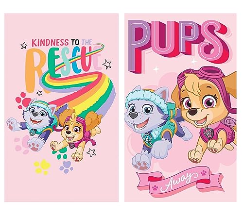 Theonoi 2 Teile - Kinder Handtuch Set – wählbar: Paw Patrol Frozen Ladybug Thomas Spiderman – 100% Baumwolle - Handtuch/Gesichtstuch und Waschlappen (Paw Pink) von Theonoi