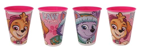 Theonoi 4 x Kinder Trinkbecher 260 ml/wählbar: Minnie Pony Princess Frozen PawPatrol Glas Kunststoff BPA frei - Geschenk Mädchen (Paw Mehrweg) von Theonoi