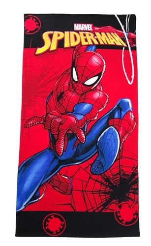 Theonoi Kinder - Handtuch Saunatuch Strandtuch Duschtuch Badetuch - 70 x 140 cm -Geschenk Jungen Mikrofaser (Spiderman Rot) von Theonoi