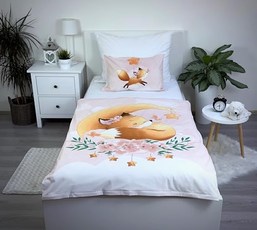 Theonoi Kinderbettwäsche Kleinkinder Baby Bettwäsche Babybett komplett Set Bettbezug 100x135 & Kissenbezug 40x60 aus Baumwolle Öko-Tex Standard für Jungen und Mädchen Waldtiere Fuchs von Theonoi