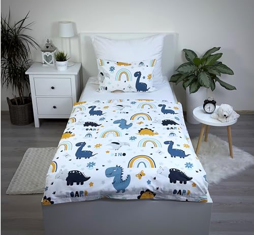 Theonoi Kinderbettwäsche Kleinkinder Bettwäsche Babybett komplett Set Bettbezug 100x135 & Kissenbezug 40x60 aus Baumwolle Öko-Tex Standard für Jungen und Mädchen (Dinosaurier Dino) von Theonoi