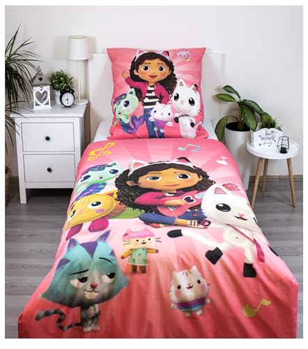 Theonoi Set 2 teilig Kinder Bettwäsche Bettbezug Wendebettwäsche 135x200 80x80 Baumwolle Kinderbettwäsche Öko-Tex Standard Deutsche Standardgröße Gabbys Dollhouse Puppenhaus (Gabby's Dollhouse) von Theonoi