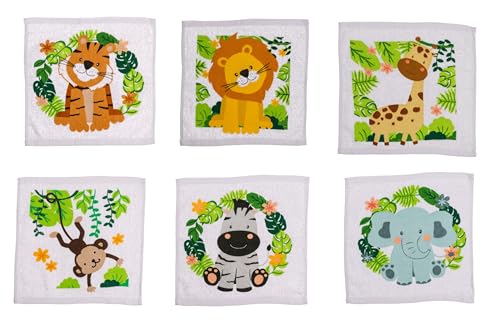 Theonoi Set Kinder Zauberhandtuch - magisches Handtuch - Magic Handtücher ideal als Gastgeschenk Kindergeburtstag (6 x Safari) von Theonoi