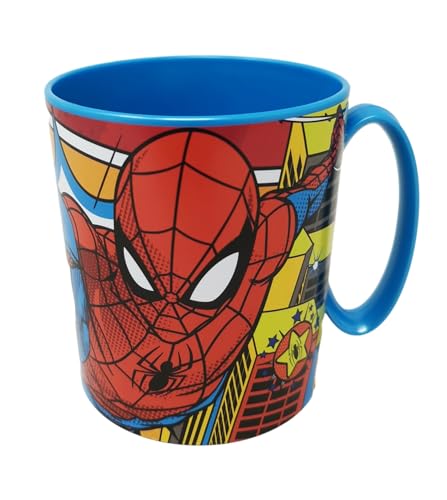 Theonoi wieder verwendbar - Kunststoffbecher Tasse 350 ml Avengers Becher aus Kunststoff BPA frei Mikrowelle geeignet Geschenk Jungen (Spiderman) von Theonoi