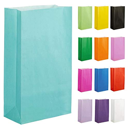 Thepaperbagstore 20 Hellblaue Partytüten aus Papier – 14x24.5x7cm - Bunte Geschenktüten aus Papier für Kinder- und Erwachsenenpartys, Geburtstage, Hochzeiten, Junggesellinnenabschiede und Süßigkeiten von Thepaperbagstore