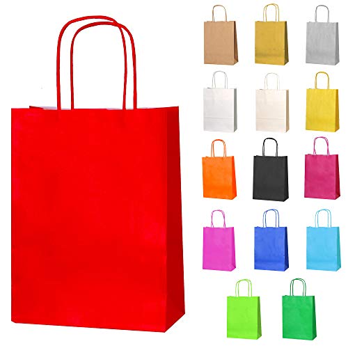 Thepaperbagstore 20 Papiertüten für Partys und Geschenke mit Griffen - Rot - 180x220x80mm von Thepaperbagstore