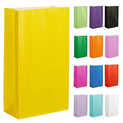 Thepaperbagstore 30 Gelbe Partytüten aus Papier – 14x24.5x7cm - Bunte Geschenktüten aus Papier für Kinder- und Erwachsenenpartys, Geburtstage, Hochzeiten, Junggesellinnenabschiede und Süßigkeiten von Thepaperbagstore