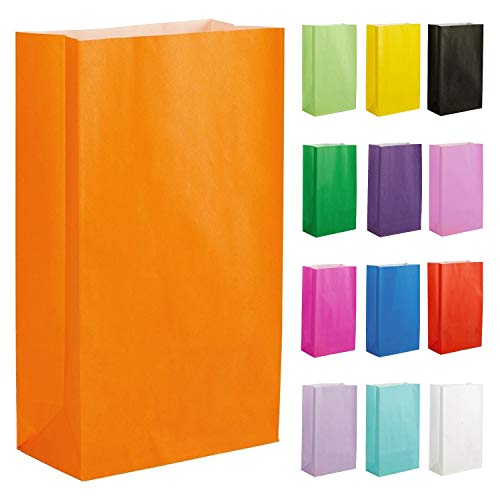 Thepaperbagstore 40 Orange Partytüten aus Papier – 14x24.5x7cm - Bunte Geschenktüten aus Papier für Kinder- und Erwachsenenpartys, Geburtstage, Hochzeiten, Junggesellinnenabschiede und Süßigkeiten von Thepaperbagstore