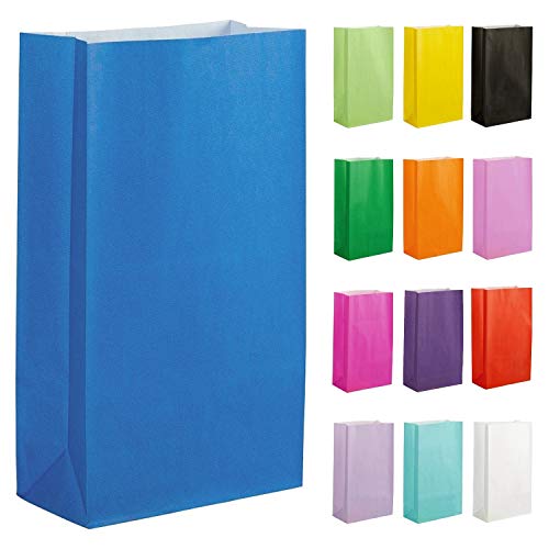 Thepaperbagstore 50 Blaue Partytüten aus Papier – 14x24.5x7cm - Bunte Geschenktüten aus Papier für Kinder- und Erwachsenenpartys, Geburtstage, Hochzeiten, Junggesellinnenabschiede und Süßigkeiten von Thepaperbagstore