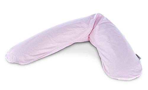 Das Original THERALINE Schwangerschafts- & Stillkissen | gefüllt mit sandfeinen Original-Mikroperlen | inkl. Außenbezug „Vichy Karo rosa“ | 190 cm von Theraline
